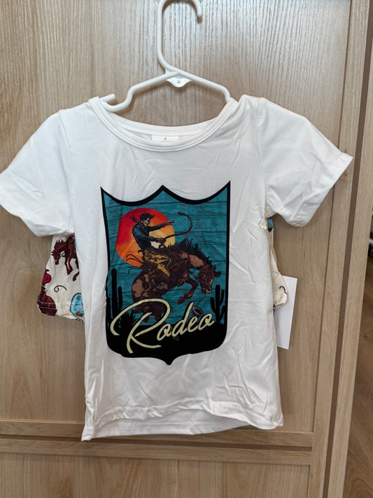 Rodeo white t-shirt with western shorts