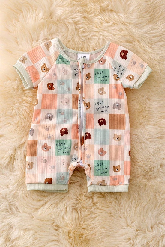 "Love you Beary much"Multi-printed unisex baby romper.