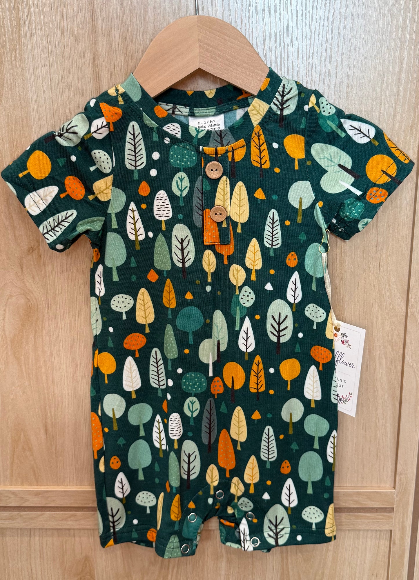 🎍Bamboo made tree printed baby romper