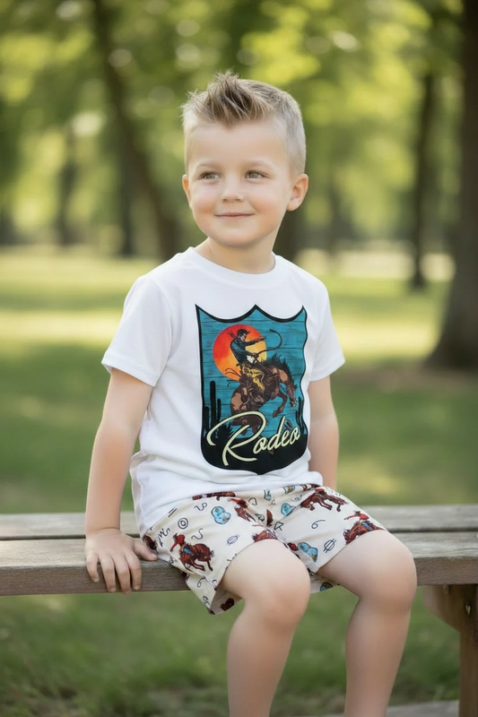 Rodeo white t-shirt with western shorts