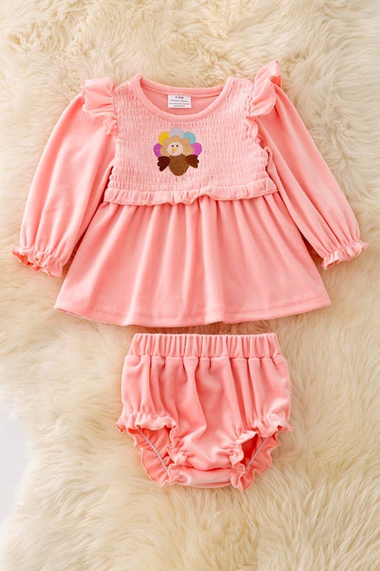 🍁Embroidered Turkey velvety soft baby set. RPG40549 AMY