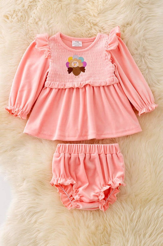 🍁Embroidered Turkey velvety soft baby set. RPG40549 AMY