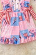 4TH of July" Girls pink patriotic dress with ruffle hem